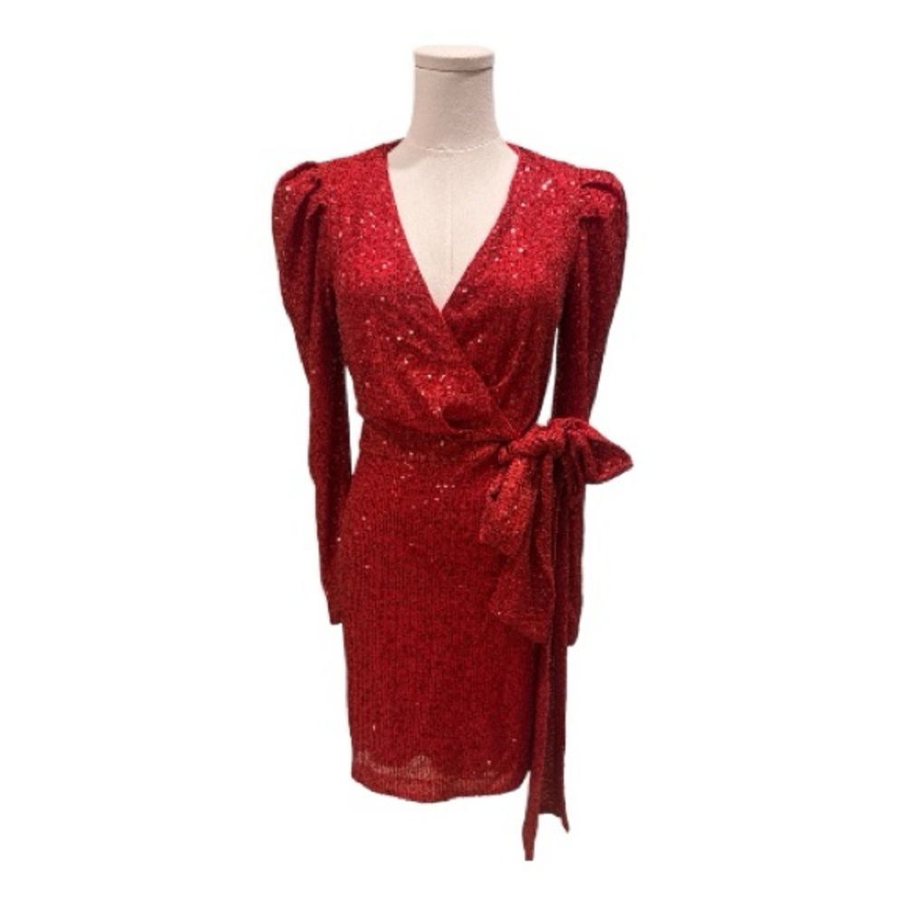 One33 Social Red Sequin Dress with Bow. NWT Size 2
